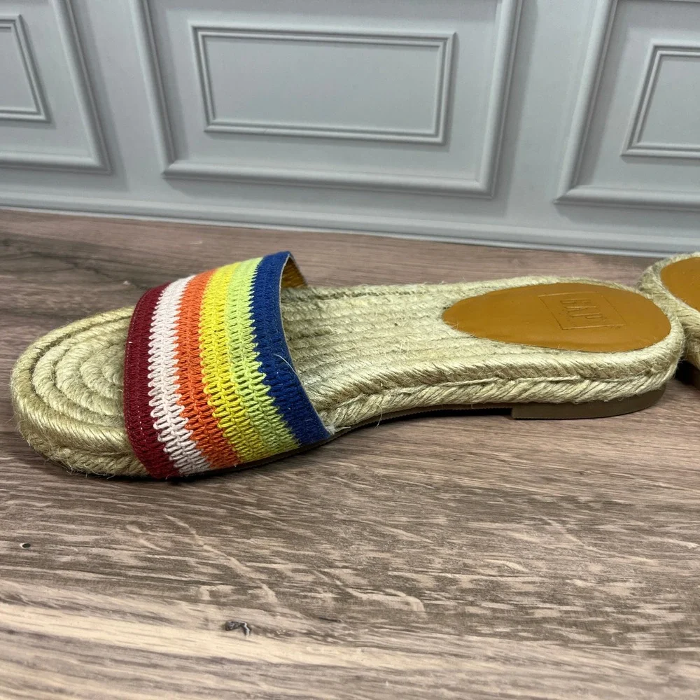 GAP Rainbow Stripe Espadrille Slides Sandals Women Comfort Anti Slip Size 8